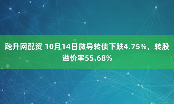 飚升网配资 10月14日微导转债下跌4.75%，转股溢价率55.68%